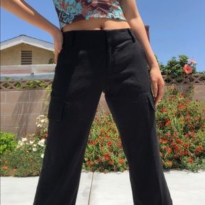 Black Mid Rise Cargo Pants